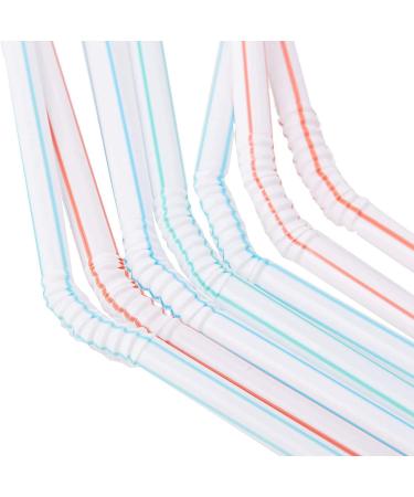 RETYLY 1500 Pcs Flexible Plastic Straws Striped Multi Colored Disposable Straw 8 inch Long - Buy Online on SooperMarket.com