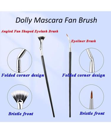 Dolly Mascara Fan Brush Set with Angled Eyelash Comb Separator - Portable Folding Cosmetic Brushes (2 Sets) - Buy Online on SooperMarket.com