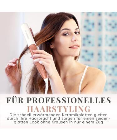 Buy Lily England 2 in 1 Hair Smoothing & Curling Iron - Rose Gold Adjustable Temperature Ceramic Coating - International Shipping Available - Buy Online on SooperMarket.com