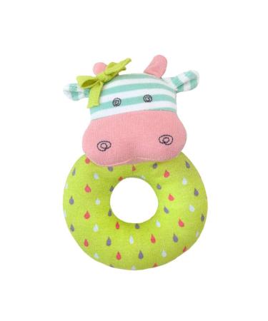 Apple Park Organic Farm Buddies - Belle Cow Teething Rattle  Baby Toy for Infants - Hypoallergenic  100% Organic Cotton