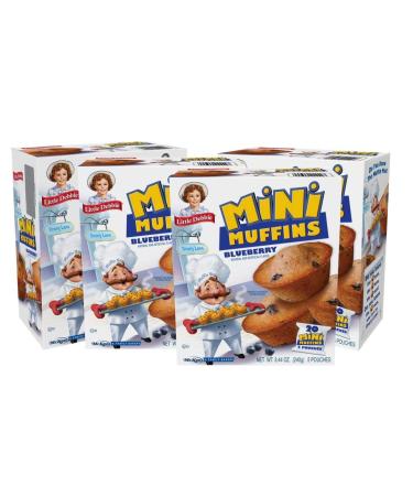 Little Debbie Blueberry Mini Muffins, 20 Travel Pouches of Bite Size Muffins Baked with Real Blueberries (4 Boxes)