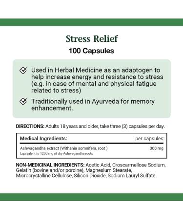 Nature's Bounty Stress Relief Ashwagandha 100 Capsules Help increase energy and resistance to stress - Buy Online on SooperMarket.com