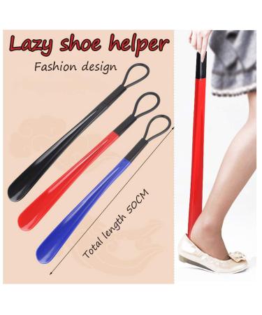 Evangelia.YM Lazy Shoe Helper, Durable ABS Plastic Sock Slider Long Handled Shoe Lifting Daily Living Aids - Easy to Wear Shoes Perfect Shoe Horn for Elderly Disabled Pregnancy (Black)