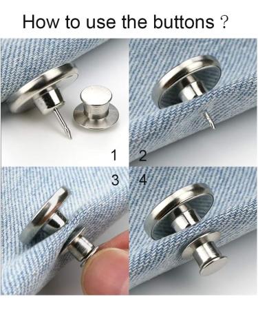 Instant Jean Button Pins for Pants - No Sew, No Tools Needed | 4 Sets Replacement Buttons | Easy Installation, Reusable & Adjustable - Buy Online on SooperMarket.com