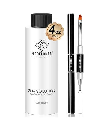Modelones Poly Nail Extension Gel Kit Slip Solution for Nails with Dual-Ended Nail Brush Anti-Stick Liquid Brushes Cleaning Easy Spread
