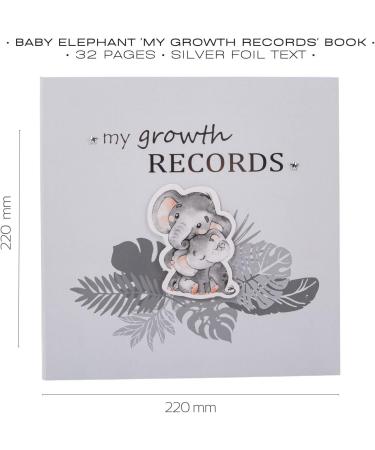 Grey Elephant Themed Baby Growth Records Book | Personalize First Adventures, First Haircut, First Christmas | 32 Page Keepsake Album - Buy Online on SooperMarket.com