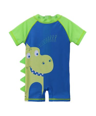 HUAANIUE Baby Boys Swimsuit Hat Short Sleeve One Piece Swimwear Zip Rash Guard Sun Protection Wetsuit Cap UPF 50+ 6M-4Y Swimming Hat Bathing Beachwear 1-2 Years 02 Greendinosaur Swimwear