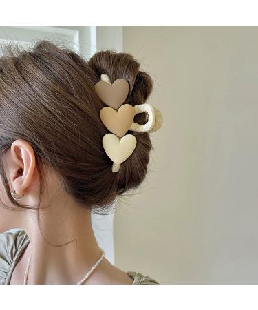Acrylic Hair Claws Crab Korea Sweet Heart Shape Hair Clips for Women Girls Bath Hair Claw Chip Barrettes Claw Crab Hairpins Styling Bohemia Hair Accessories Lady Fashion Headdress Gift 1Pcs Khaki A