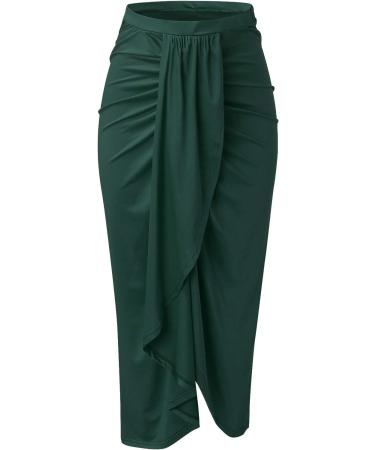 Sanahy Women's Green Maxi Wrap Skirt | Elastic High Waist | Casual Boho Style | XXL - Buy Online on SooperMarket.com