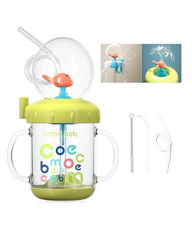 Tictoyo Drinking Cup with Whale Squirt - 2023 New Cute Whale Spray Water Cup  BPA Free Leak Proof Straw Cup Sippy Cups Kids Non Spill Water Bottle Weighted Straw Cup (220ml/Green)