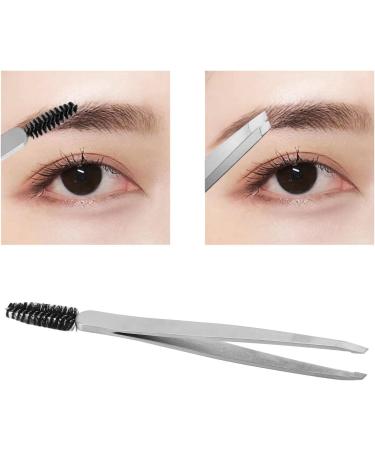 Silver Stainless Steel Eyebrow Tweezers & Brush | Precision Eyebrow Remover & Makeup Tools - Buy Online on SooperMarket.com