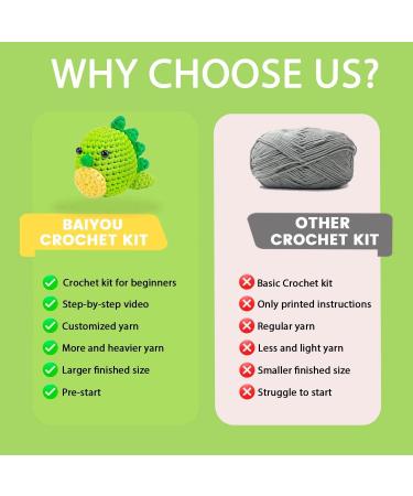 Cute Dinosaur Crochet Kit for Beginners - Complete Starter Pack for Adults - Buy Online on SooperMarket.com