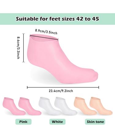 Nizirioo 3 Pack Moisturizing Socks - Gel Silicone Softening Socks for Dry Cracked Feet Care | Ideal for Women | Pink White & Skin Tones - Buy Online on SooperMarket.com