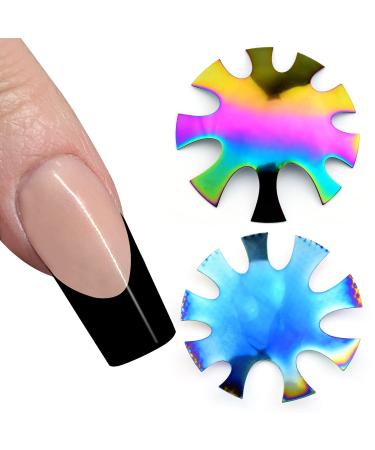 Deep Oval Easy French Smile Line Nail Art Manicure Edge Trimmer Nail Cutter Acrylic Tool with 9 Sizes Rainbow Color HJ-NAT203-FC10