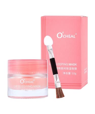 Lip Sleeping Mask Strawberry Lip Mask Overnight Strawberry Lip Balm Overnight Moisturizer Lip Balms for Moisture Lip Care for Dry Chapped Peeling Cracked Lips Fades Lip Lines 10g