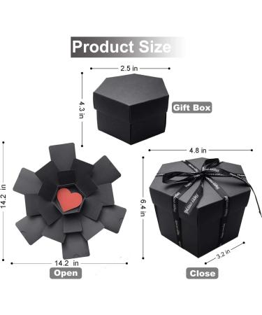 Wanateber Explosion Box DIY Handmade Photo Box for Birthday, Anniversary, Valentine's Day, Wedding - Black - Buy Online on SooperMarket.com