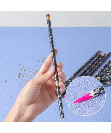 AMZLORD 4/12PCS Rhinestone Picker Pencil Set Self Adhesive Crystal Gem Pick Up Tools with Pencil Sharpener Dotting Wax Pen Nail Dotting Wax Pen Rose Red-12PCS - Buy Online on SooperMarket.com