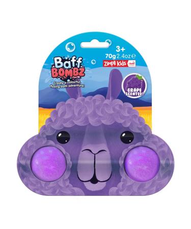 Zimpli Kids 2 x Cute Llama Bath Bombs on Gift Card Grape Scented Bath Fizzers for Children Ideal Pocket Money Gift Birthday Party Bag Fillers Favours Moisturising for Dry Skin Bath Toys