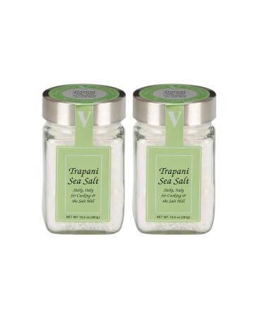 Trapani Sea Salt- Two 10.0 oz. Jars -from Sicily. Use in salt mills and cooking.
