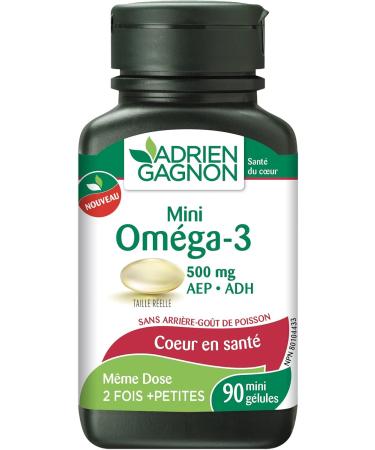Adrien Gagnon - Mini Omega-3 Fish Oil - 500mg EPA DHA- 90 softgels - Buy Online on SooperMarket.com
