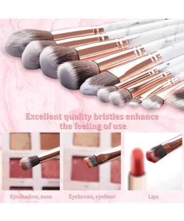 HEYMKGO Make Up Brushes 10 Piece Brush Set Makeup with Makeup Sponge and PU Leather Brush Bag Makeup Brush Set Kabuki Makeup Brushes Foundation Blending Cosmetic Brush Makeup Kit (Marble White) - Buy Online on SooperMarket.com