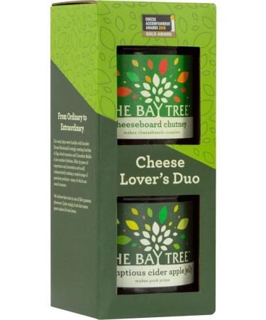 The Bay Tree Cheese Lovers Duo Gift Box Cheeseboard Chutney 195g Cider Apple Jelly 210g