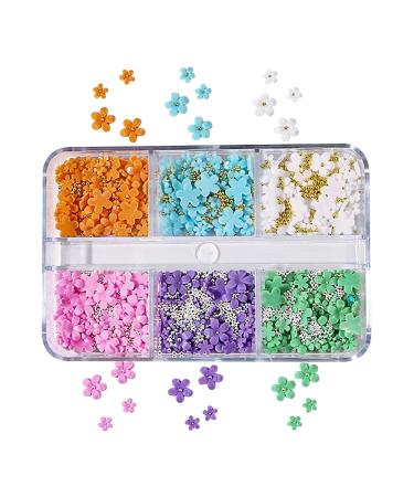 Maicodes Nail Charms for Acrylic Nails 3D Acrylic Flower for Nails, With Gold and Silver Beads for Nail Art Accessories DIY Ladies Jewelry Decorations Nail Art Supplies (Flower - B) Flower - A