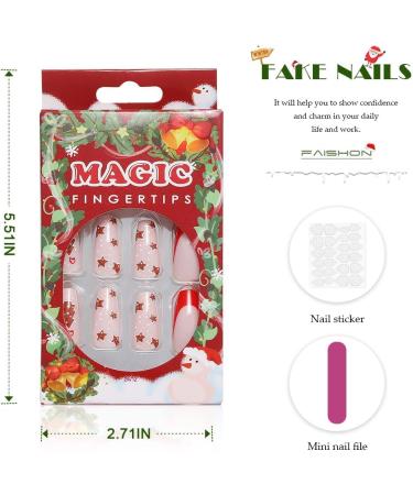 Vatocu Christmas False Nails - Long Xmas Snowflakes Glitter Press on Nails for Women and Girls (24pcs) - Buy Online on SooperMarket.com