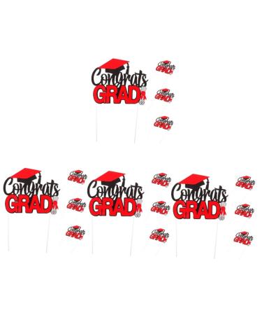 16 pcs Graduation row grad cake topper graduation cake insert 2023 cake toppers Graduation Decorations Class of 2023 Grad Picks snacking cakes cupcake topper appetizer mini Paper Redx4pcs 14X7.5CMx4pcs