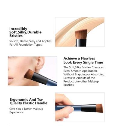 Flat Top Kabuki Foundation Brush for Liquid, Cream, Powder Makeup - Travel Size Blue Face Brush - Buy Online on SooperMarket.com