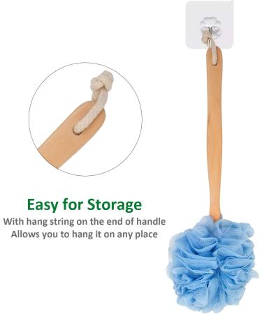 Arswin Loofah Back Scrubber for Shower | Long Handle Bath Sponge | Exfoliating Luffa Pouf on a Stick | Soft Nylon Mesh Cleaner | Women & Men | Blue - Buy Online on SooperMarket.com