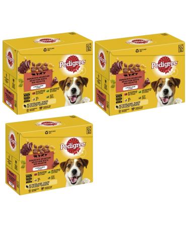 Pedigree Multipack- Different flavors (3x12x100g mixed selection in jelly 4 varieties with chicken beef and liver mixture poultry lamb and liver mixture) Mixed selection in jelly 4 varieties with chicken beef and liver mix poultry lamb and liver mixture 3