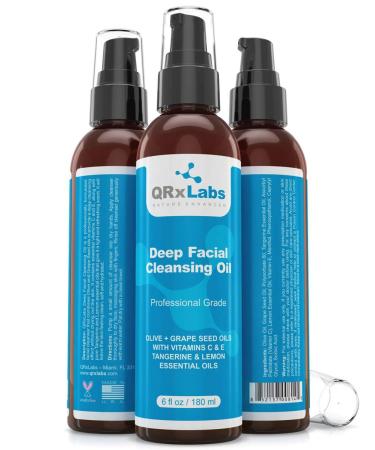 Deep Cleansing Facial Oil with Olive & Grape Seed Oils, Tangerine & Lemon Essential Oils | Vitamin C & E Infused | Best Cleanser for Dry Skin | Makeup Remover & Face Wash - 6 fl oz - Buy Online on SooperMarket.com