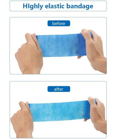 Cojj 12 pcs Self-Adhering Cohesive Bandage - 10cm x 4.5m Waterproof Elastic Tape for Wounds & Animal Care (Blue) - Buy Online on SooperMarket.com