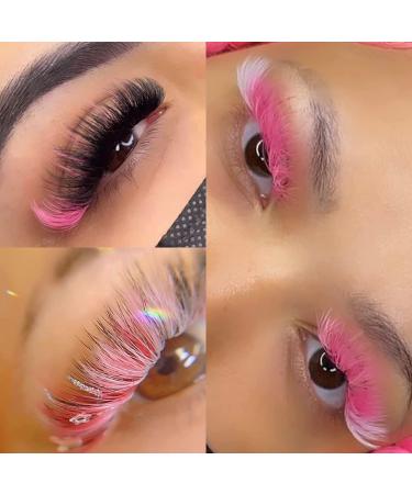 Pink 6D Colored Premade Fans Lash Extensions | Short Stem Pointy Base | Volume Fans | 0.07 D Curl | Mix 8-15 | Eyelash Extensions - Buy Online on SooperMarket.com