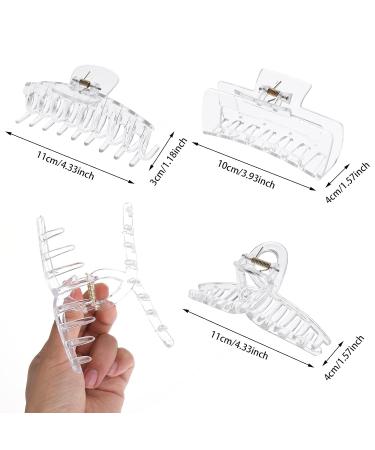 Lusofie 3Pcs Clear Claw Clip Set for Thick Hair - Strong Hold Banana Hair Clips for Women and Girls - Buy Online on SooperMarket.com