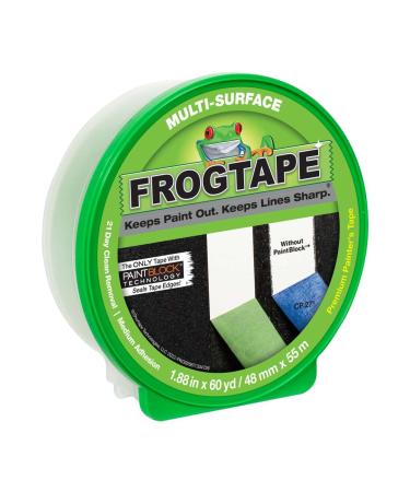 FROGTAPE 1358464 Multi-Surface Painter's Tape with PAINTBLOCK  Medium Adhesion  1.88 Wide x 60 Yards Long  Green 1 Roll  1.88 x 60 Yds Tape