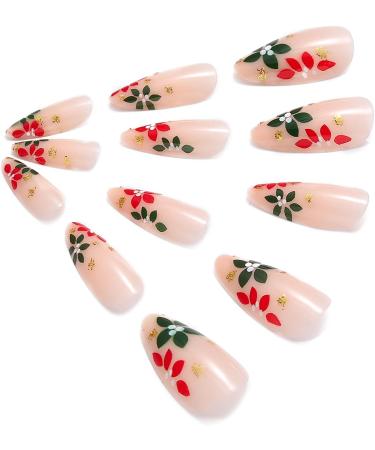 Vatocu Christmas False Nails Short Red Press On Nails - Snowflakes, Elk, Snowman Design - 24pcs - For Women and Girls - Buy Online on SooperMarket.com