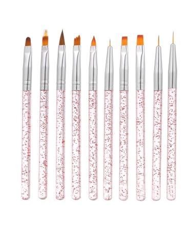 Anself 10-part nail art brush set painting drawing pen builder flat color gradient line UV-gel acrylic crystal tip design nail brushes nail art design painting liner pencil set AC
