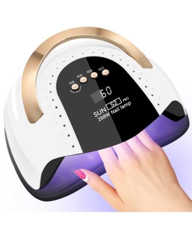 LKE UV Nail Lamp 268W Gel Nail Lamp Nail Dryer UV Lamps for Gel Nails LED Nail Lamp with Automatic Sensor / 4 Timer Setting Home and Salon 21*23cm-White