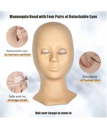 RIISCA Eyelash Extension Kit with Professional Mannequin Head and 4pc Removable Eyelids - Perfect for Beginners and Skilled Lash Artists - Buy Online on SooperMarket.com