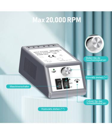 Weiyi Nail Miller Set - Professional Electric Nail File & Grinder for Manicure | Low Vibration 6 Drilling Sleeves 20000 RPM - Ideal Nail Care Device - Buy Online on SooperMarket.com