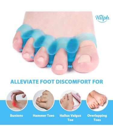 Hilph Toe Separator Toe Spacers Bunion Corrector for Overlapping Toes Correct Toe Alignment and Hammertoe Straighteners Gel Toe Separators for Nighttime Running & Yoga Practice 4 Count-Blue - Buy Online on SooperMarket.com