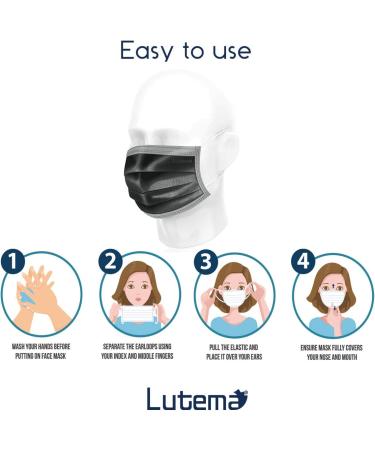 3-Ply Black Disposable Face Mask (50pcs) - Made in USA - Elastic Ear Loop | Non-Woven Polypropylene | Blocks Dust & Air Pollution - For Business and Personal Care - Buy Online on SooperMarket.com