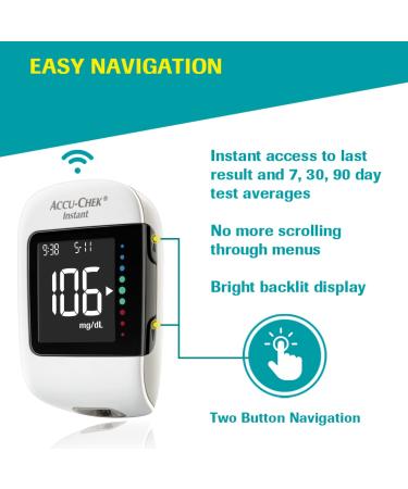 Accu-Chek Instant Glucometer + 10 Free Test Strips (White) - Fast & Accurate Monitoring - Buy Online on SooperMarket.com