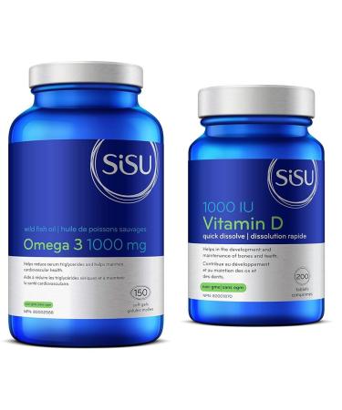 Omega 3 1000mg 150 soft gels & Vitamin D 1000 Iu Family Size 200 CT Nutritional Supplement+ Vitamin D 1000 Iu