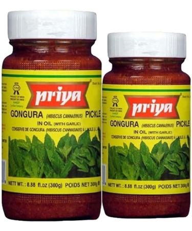 Seelans Superstore Priya Gongura Pickle in Oil | Traditional Pickle | Indian Origin | Delicious with Poppadums | Spicy & Sour | 300G (Pack of 2)
