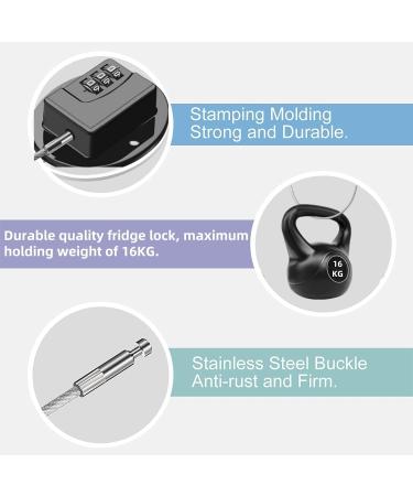 2 Pack Refrigerator Lock - Heavy Duty Combination Fridge Lock Child/Baby Proofing Lock for Cabinets Closets Drawers Window and More Easy Install and Use (Black) - Buy Online on SooperMarket.com