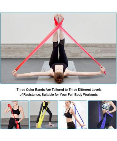 Resistance Bands Set - 3 Skin-Friendly Exercise Bands, 3 Resistance Levels - Ideal for Strength Training, Pilates, Yoga - for Women and Men - 6.5ft - Buy Online on SooperMarket.com