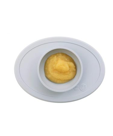 ezpz Tiny Bowl (Pewter) - 100% Silicone Suction Bowl with Built-in Placemat for First Foods + Baby Led Weaning - Fits on All Highchair Trays - 6 months+